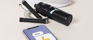 Mobile fitness app with training equipment in product arrangement for Puma