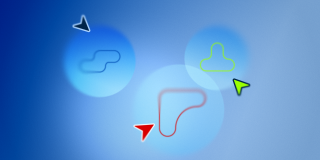 Dekoratives Bewegbild. Stilisierte Mauszeiger, die Menschen und Gewerke symbolisieren treten miteinander in Aktion.